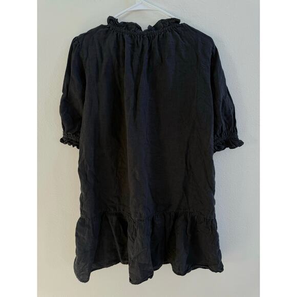Velvet By Graham & Spencer Bernice Black Linen Mini Shift Dress size Small - Picture 8 of 13
